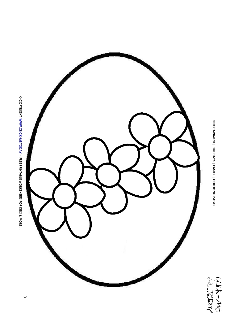 Easter Coloring Page: 3 Flowers Easter Egg